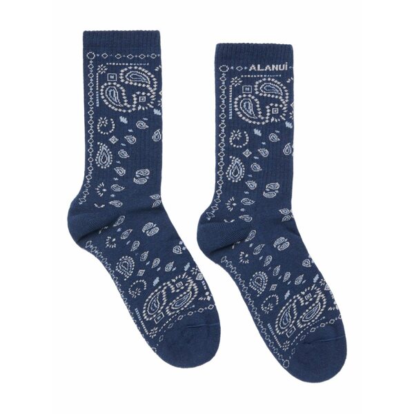 アラヌイ メンズ ソックス アンダー御召しもの Paisley bandana socks Blue