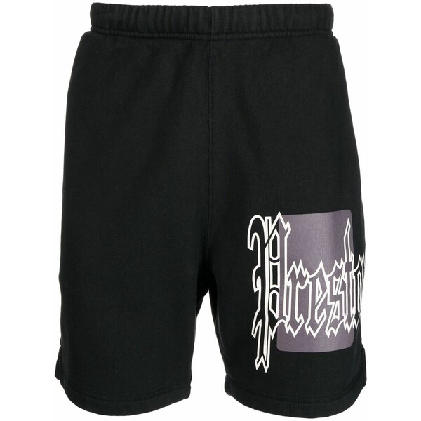 戸呂 プレストン メンズ 心地好いズボン下 ボトムス Color blocks logo-print track shorts Black