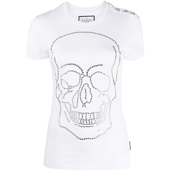 フィリップ飾り気の無い レディース プルオーバー トップス Crystal-embellished t-shirt White