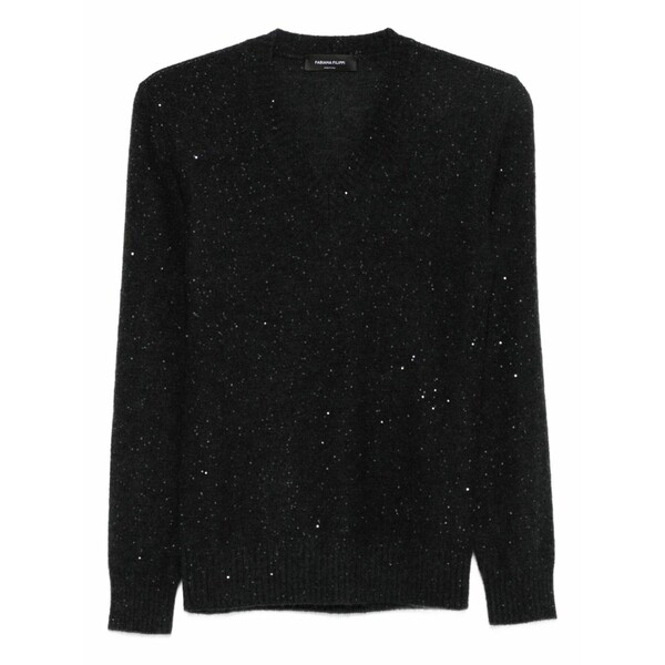 ファビアナ フィリッピ レディース 編み物\u0026スウェーター アウター Sequin-embellished v-neck sweater Grey