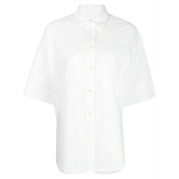 リーマシュー レディース シャツ トップス Short-sleeved cotton shirt White