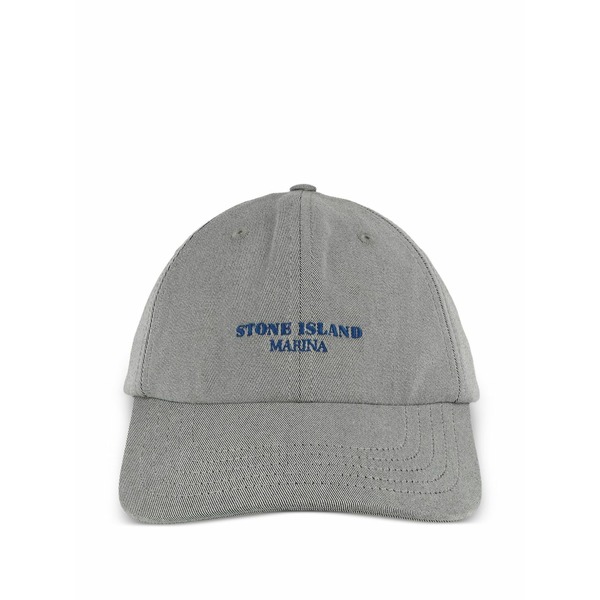 ストーンアイランド メンズ かぶり笠 佩び物 Logo-lettering baseball cap Grey