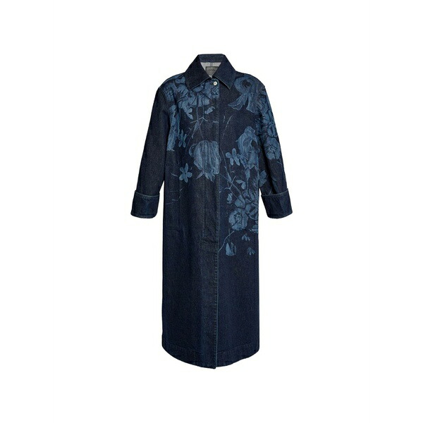 アーデム レディース 厚地の外套 アウター Floral-print coat Blue