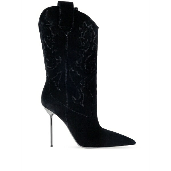 光の都市一つ星の州 レディース ブーツ シューズ 105粍 lidia embroidered heeled boots Black