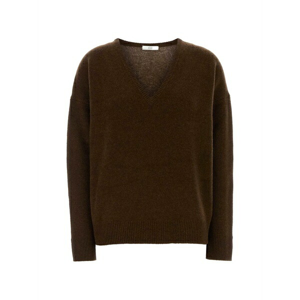 コー レディース 編み物\u0026ティーシャツ アウター V-neck cashmere sweater Brown