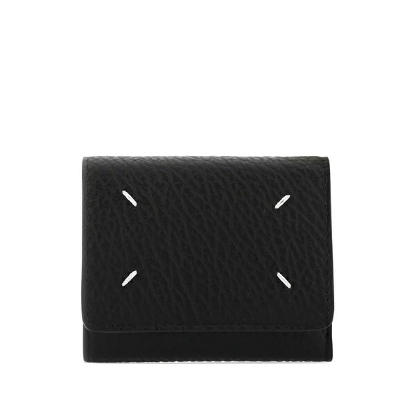 マルタンマルジェラ メンズ 銭入れ 添え物 Four-stitch leather wallet Black