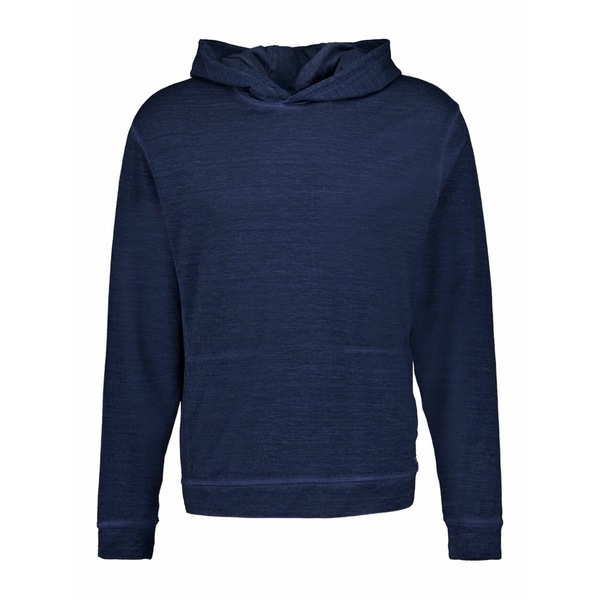 120%リノ メンズ パーカー・スウェットシャツ アウター Linen-blend hoodie Blue|asty