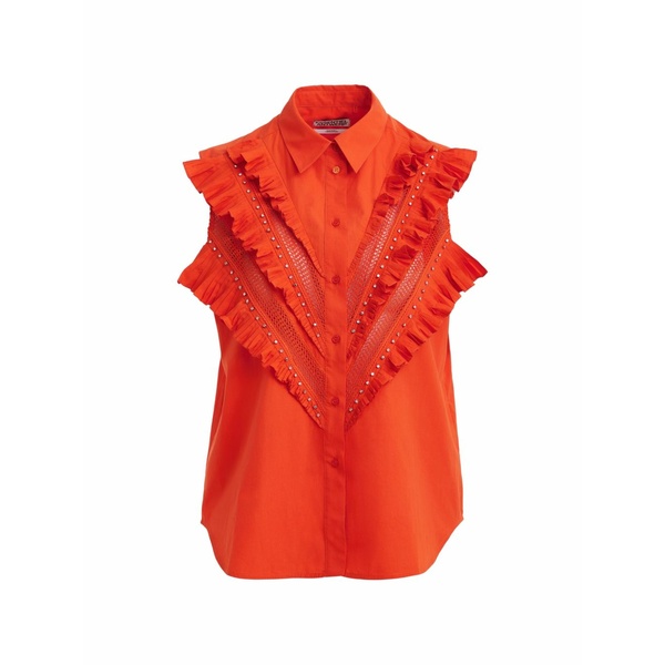 エッセンシャルアントワープ レディース シャツ トップス Ruffled eyelet shirt Orange