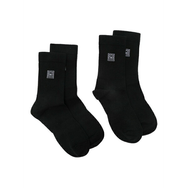 トーテム レディース ソックス アンダー御召しもの Monogram-embroidered socks (pack of two) Black