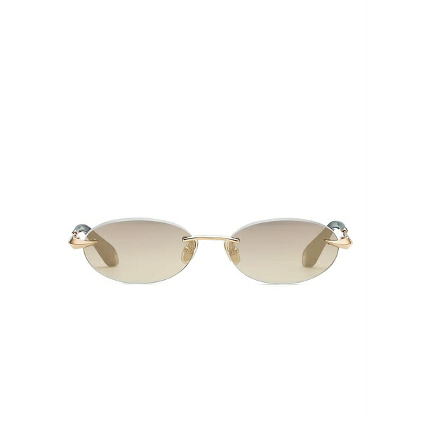 ロベルトカヴァリ レディース 黒眼鏡＆アイウェア 付属物 Rimless oval sunglasses Gold