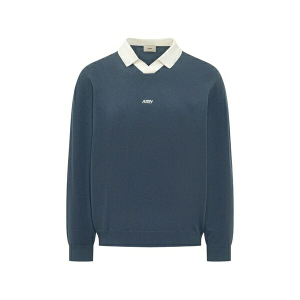 オートリー メンズ ニット\u0026セーター アウター Logo-print knitted sweatshirt Blue