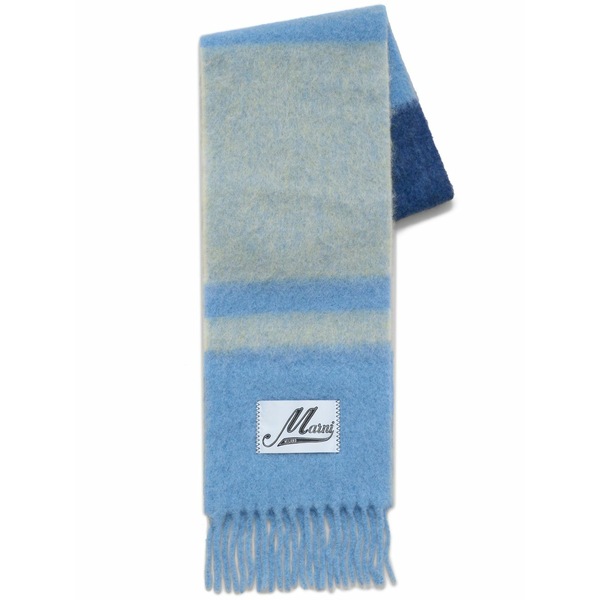 マルニ レディース えり巻き・袈裟・えり巻き 付属物 Fringed brushed-knit scarf Blue