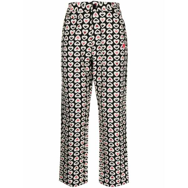クロット メンズ 心地好いズボン下 ボトムス Graphic-print straight-leg trousers  Black