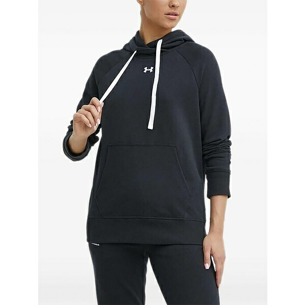 アンダーアーマー レディース パーカー・スウェットシャツ アウター Logo detail hoodie Black|asty