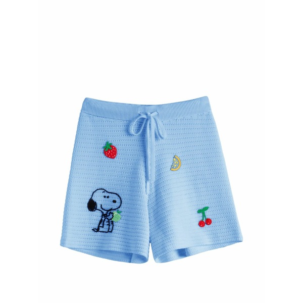 チンティアンドパーカー レディース 心地好いズボン下 ボトムス Snoopy crochet embroidered cotton shorts Blue