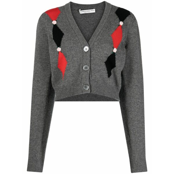 アレッサンドラ・リッチ レディース カーディガン アウター Intarsia-knit floral-detail cardigan Grey｜asty