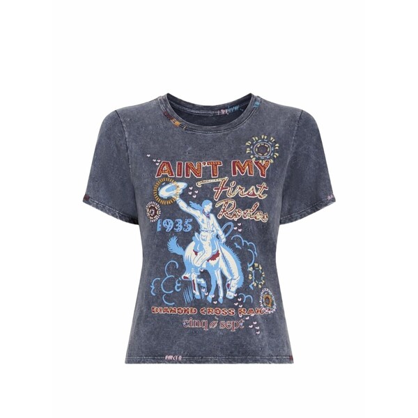 サンクアセプト レディース ティーシャツ トップス Aint my first rodeo graphic t-shirt Blue