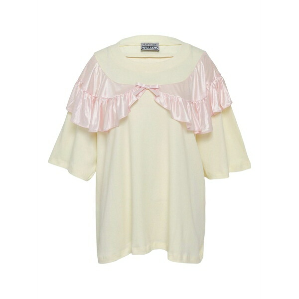 アシュリー ウィリアムズ レディース Tシャツ トップス Ruffled curtain t-shirt Neutrals｜asty