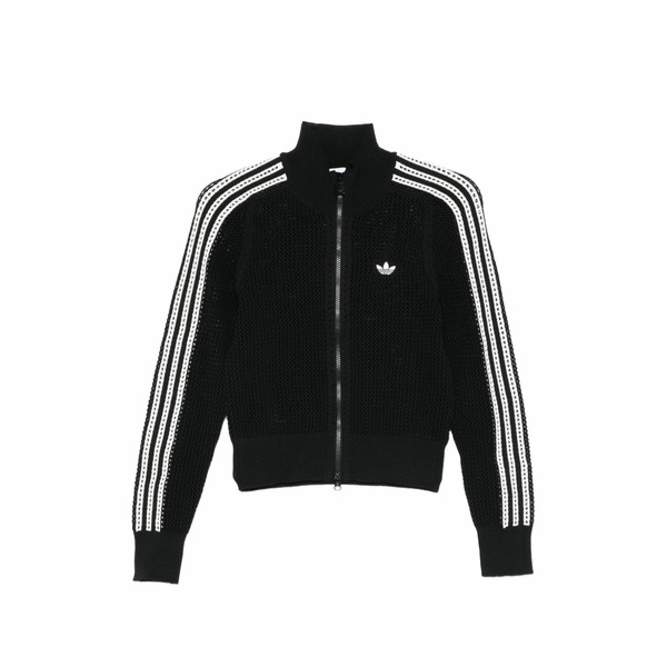 アディダス レディース ジレー アウター Three-stripes zip cardigan Black