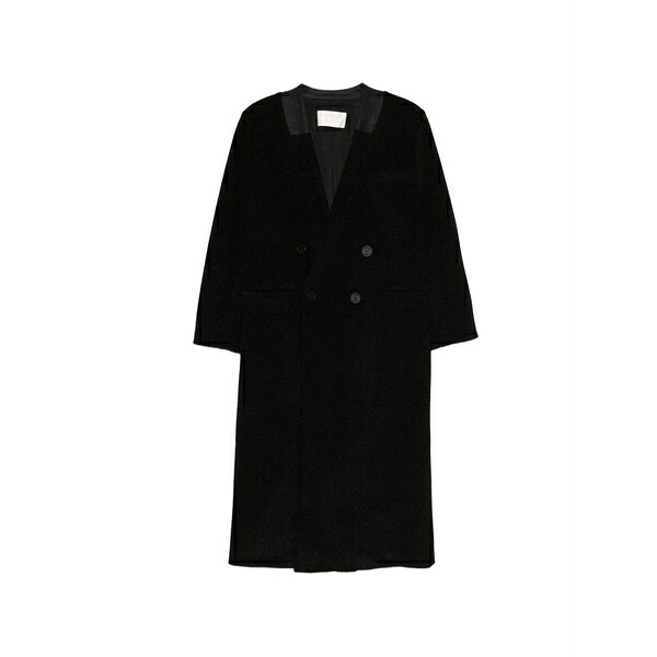 サーカス・泊まり レディース 厚地の外套 アウター Revere collar double-breasted coat Black