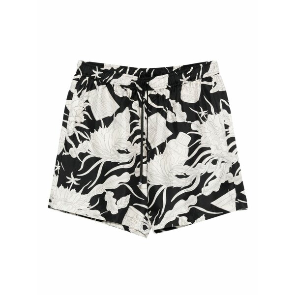 アミリ メンズ カジュアルパンツ ボトムス Floral-print drawstring shorts Black|asty