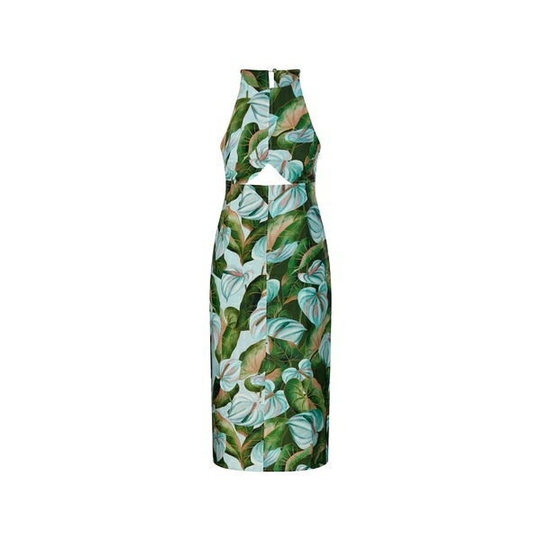 ファーム リオ レディース ワンピース トップス Cut-out floral-print midi dress Green|asty