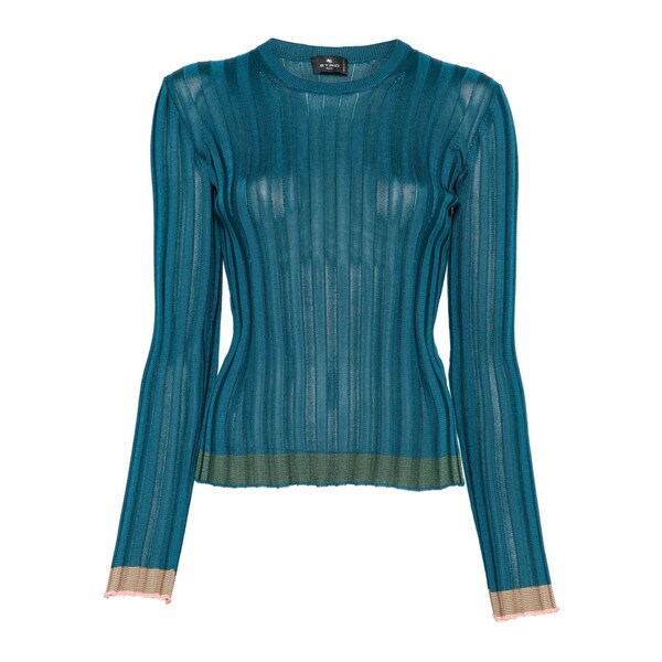 エトロ レディース 編み物\u0026スウェーター アウター Ribbed-knit sweater Blue