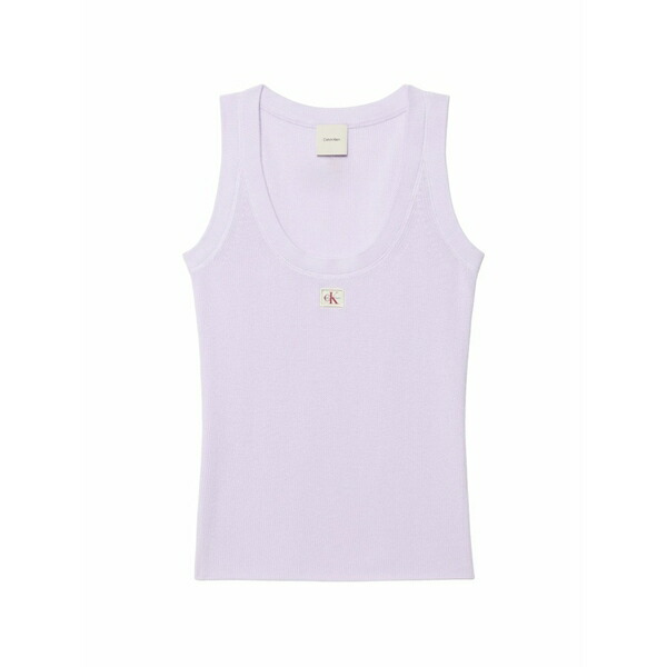カルバンクライン レディース カットソー トップス Crew-neck ribbed vest Purple｜asty