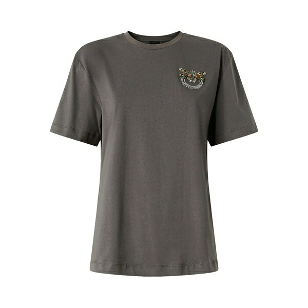 ピンコ レディース Tシャツ トップス Embellished t-shirt Grey|asty