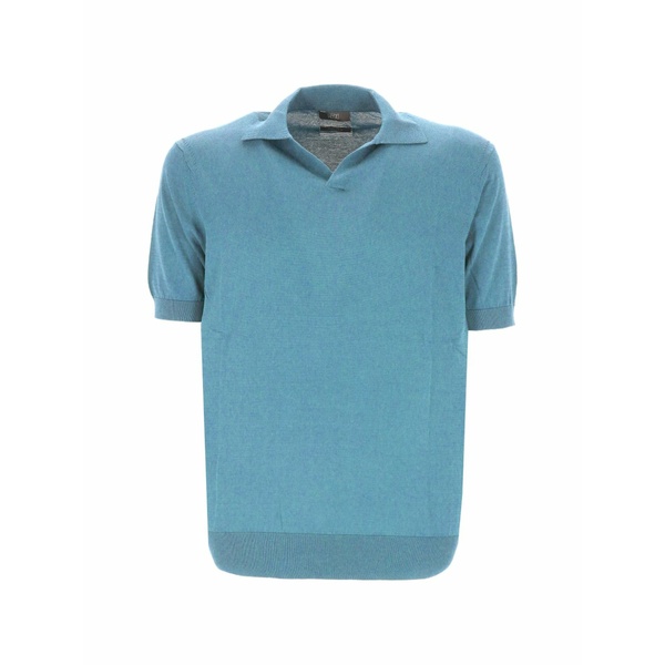 オジオ メンズ Tシャツ トップス Fine-knit collared t-shirt Blue｜asty