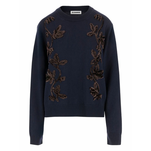 ジル・サンダー レディース 編み物\u0026スウェーター アウター Floral-embroidered sweater Blue