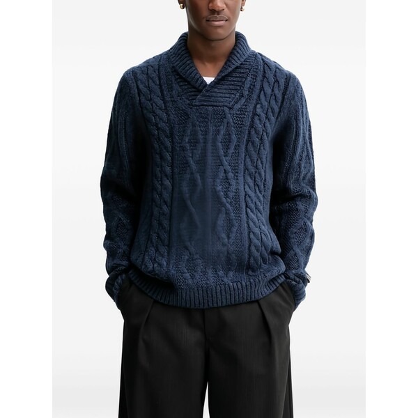 リーヴァイズジーンズ メンズ 編み物\u0026プルオーバー アウター Cable-knit shawl-collar sweater Blue