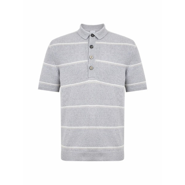 イレブンティ メンズ スポーツシャツ トップス Striped polo shirt Grey