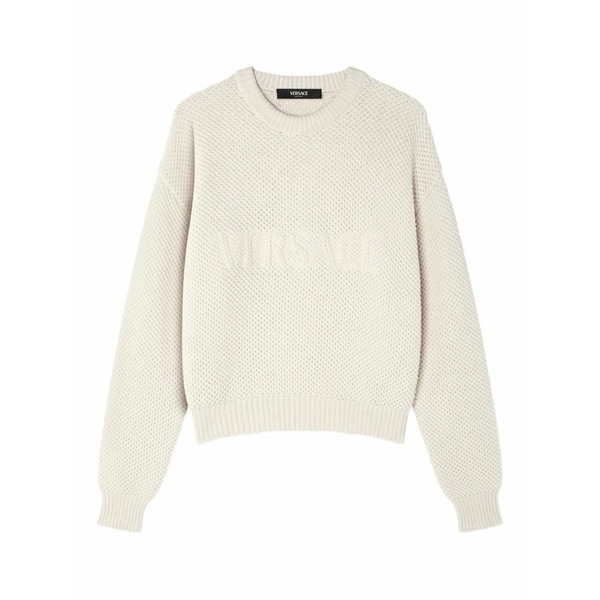 ヴェルサーチ レディース 編み物\u0026スウェーター アウター Textured-logo sweater White