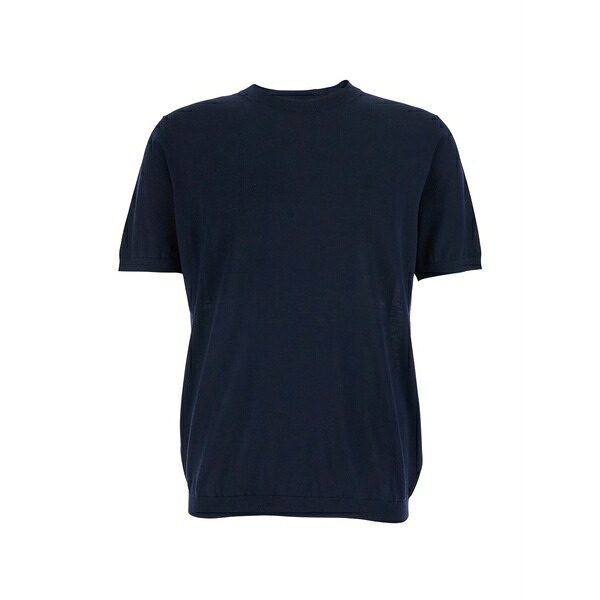 カングラ  メンズ ニット\u0026セーター アウター Short-sleeved knitted top Blue