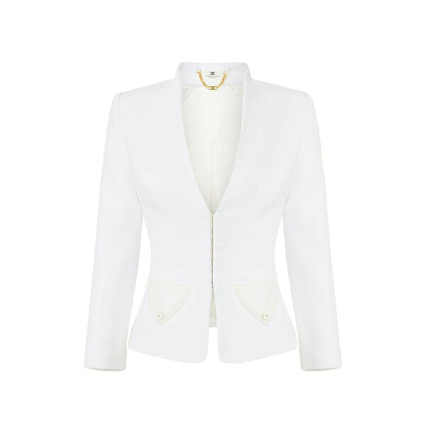 エリザベスフランキ レディース 上衣＆上衣 アウター Boucl?? tweed jacket White