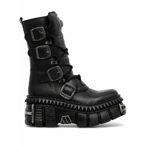 ニュー鍵を掛ける メンズ ブーツ シューズ 80粍 buckle platform boots Black