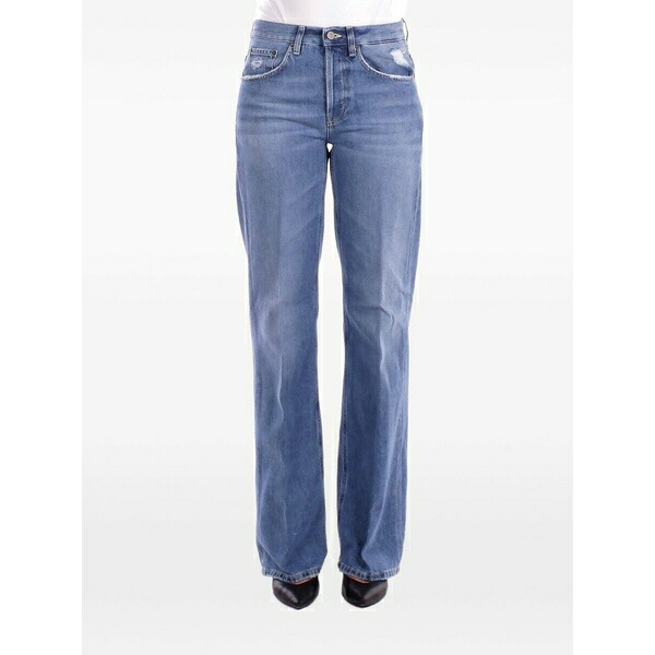 ドンダップ レディース ジーンズズボン下 ボトムス High-waisted straight-leg jeans Blue