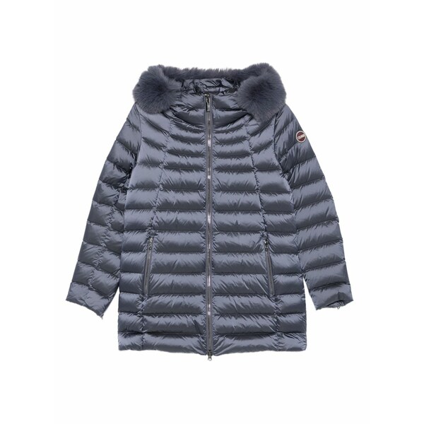 コルマール レディース コート アウター Quilted fur-trimmed coat Blue｜asty