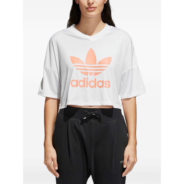 アディダス レディース プルオーバー トップス  v-neck t-shirt White