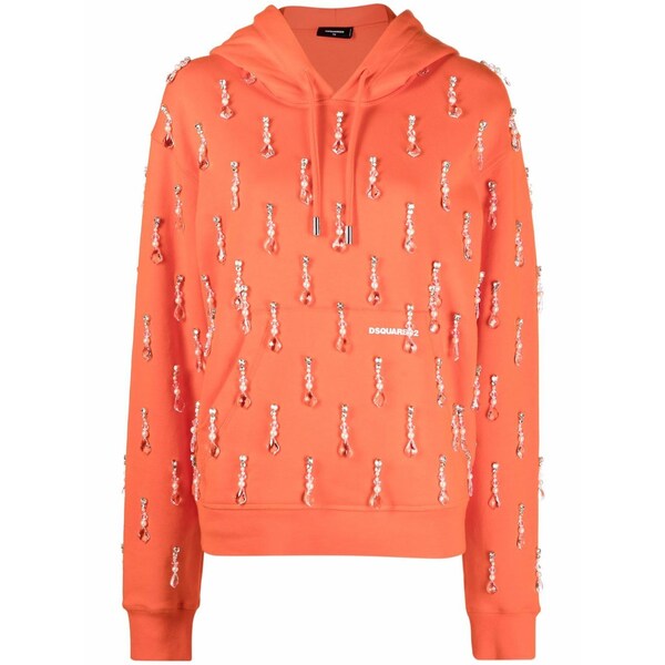 ディースクエアード レディース パーカー・スウェットシャツ アウター Bead-embellished hoodie Orange