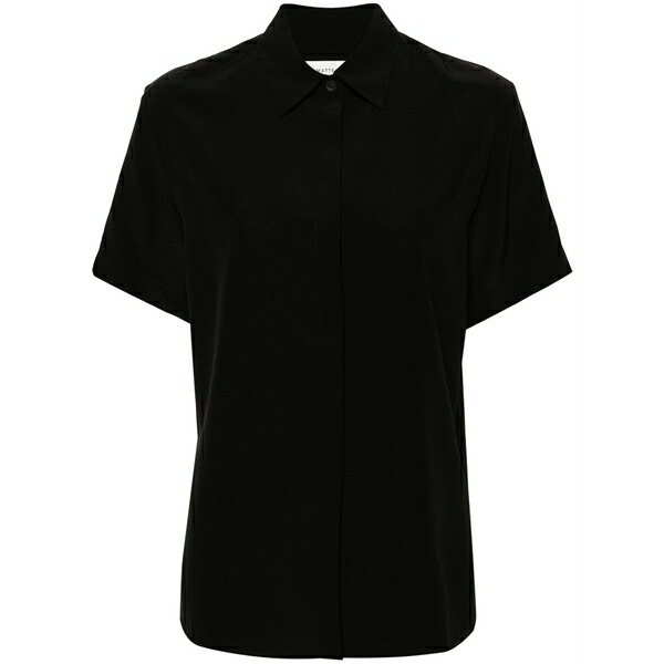 マトー レディース シャツ トップス Short-sleeve silk shirt Black