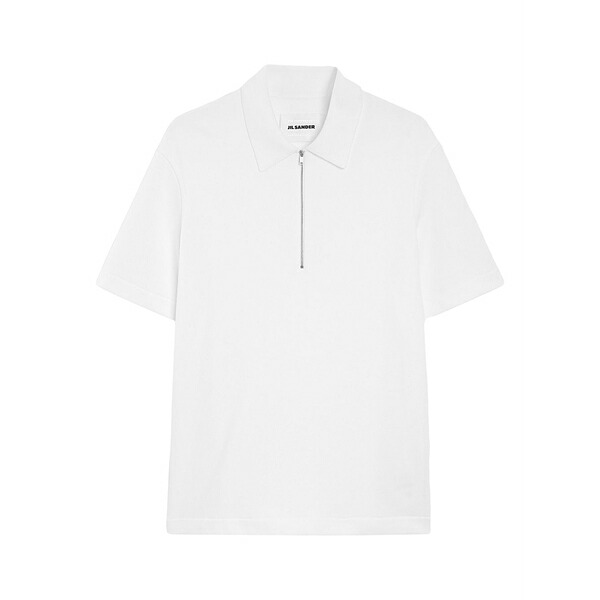 ジル・サンダー メンズ ポロシャツ トップス Zip-up knitted polo shirt White｜asty