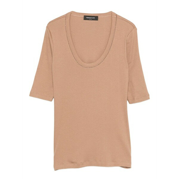 ファビアナ フィリッピ レディース プルオーバー トップス Embellished neckline top Brown