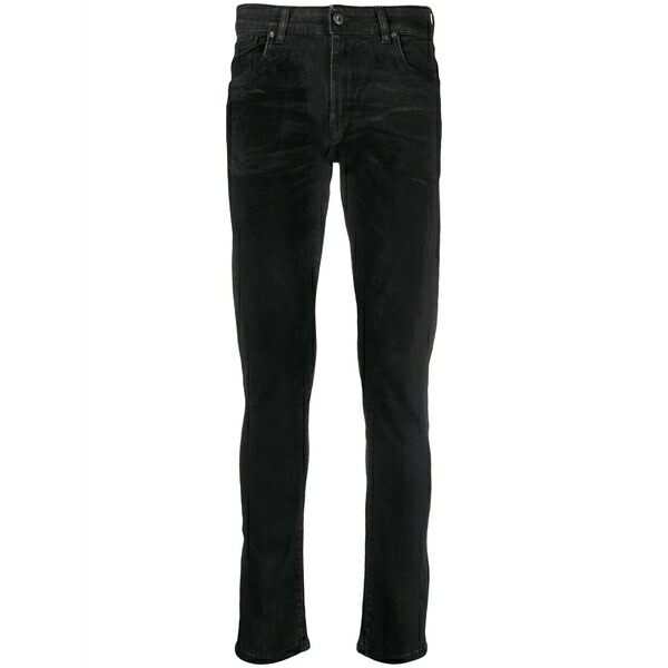 サルバトーレ サントロ メンズ デニムパンツ ボトムス Logo-patch straight-leg jeans Black|asty