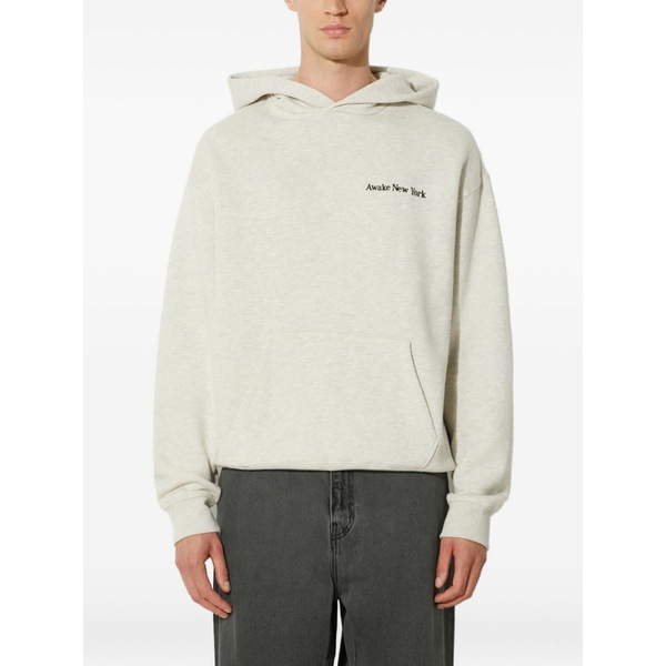 アウェイクニューヨーク メンズ パーカー・スウェットシャツ アウター Logo-embroidered hoodie Grey