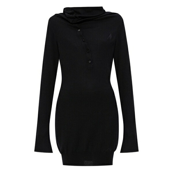ジ アティコ レディース ワンピース トップス Mock-neck button-up mini dress Black|asty
