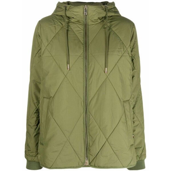 トミー ヒルフィガー レディース ジャケット&ブルゾン アウター Drawstring-hood padded jacket Green|asty
