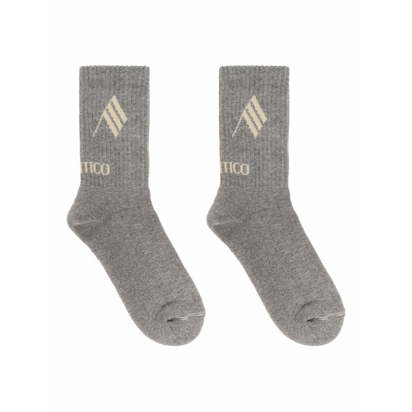 ジ アティコ レディース ソックス アンダー御召しもの Logo-detail ribbed socks Grey