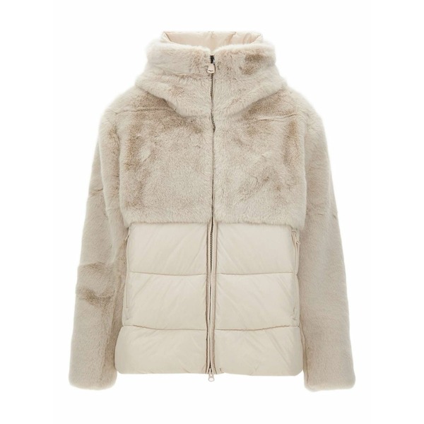 ブラウアー レディース ジャケット&ブルゾン アウター Faux fur quilted jacket Neutrals|asty